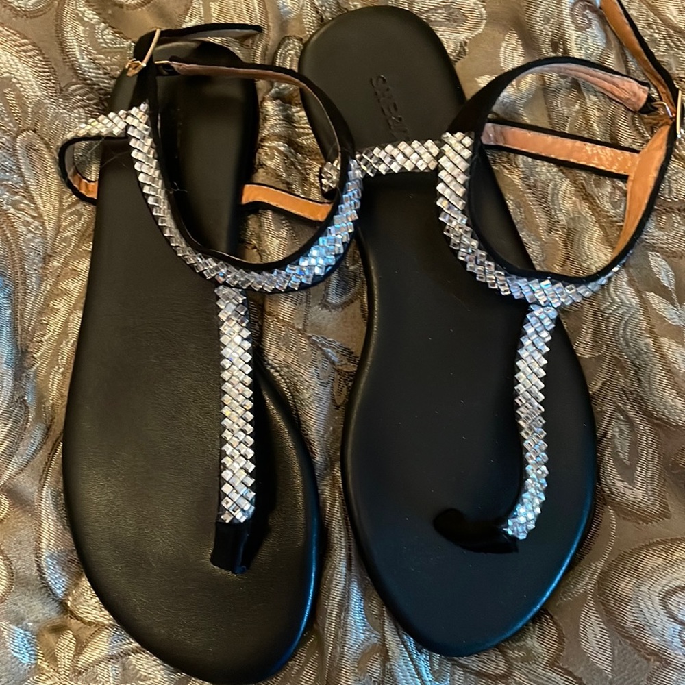 Never worn black bling sandals